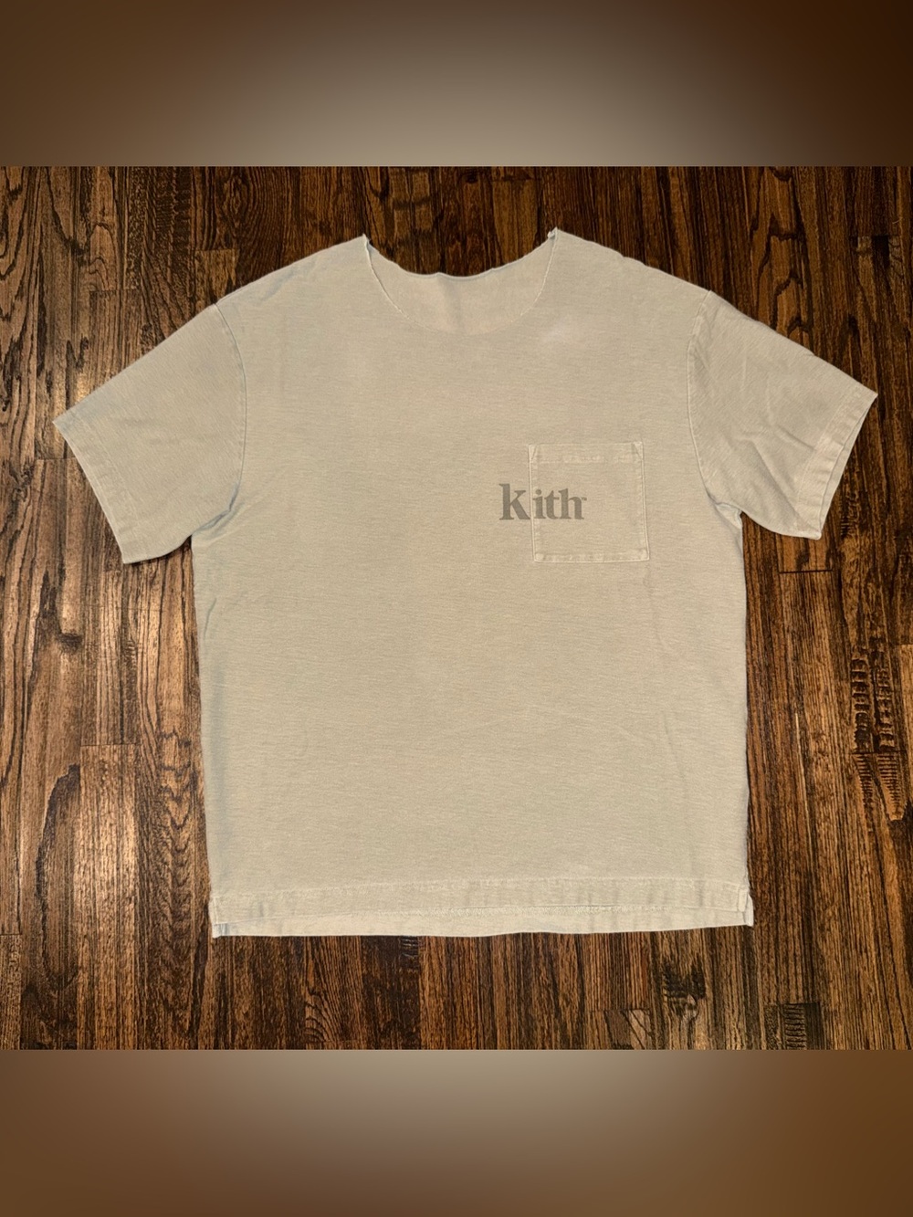 Kith Quinn Pocket T-Shirt Vintage Beige Raw Hem Size Medium